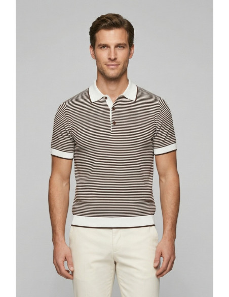 Nerovago polo maglia a righe in cotone extra fine 661053-NV [c4ac31c9]