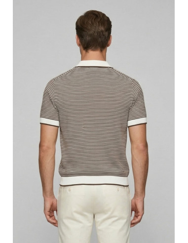 Nerovago polo maglia a righe in cotone extra fine 661053-NV [1d8a72c4]