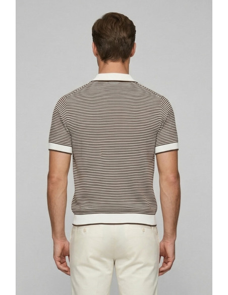 Nerovago polo maglia a righe in cotone extra fine 661053-NV [1d8a72c4]
