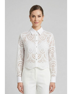 Markup camicia cropped in pizzo sangallo MW1630014 [64585c62]