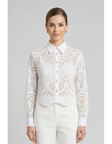Markup camicia cropped in pizzo sangallo MW1630014 [64585c62]