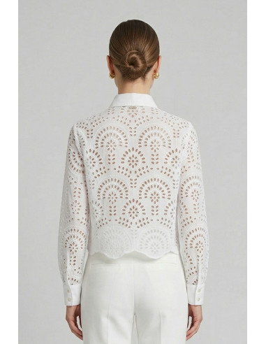 Markup camicia cropped in pizzo sangallo MW1630014 [bd7e1f6f]