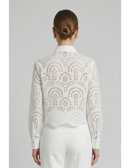 Markup camicia cropped in pizzo sangallo MW1630014 [bd7e1f6f]