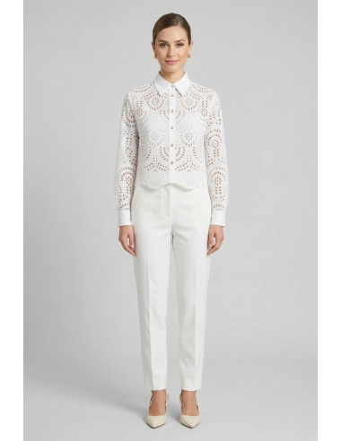 Markup camicia cropped in pizzo sangallo MW1630014 [0a63de6b]