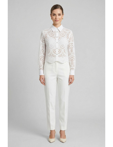 Markup camicia cropped in pizzo sangallo MW1630014 [0a63de6b]