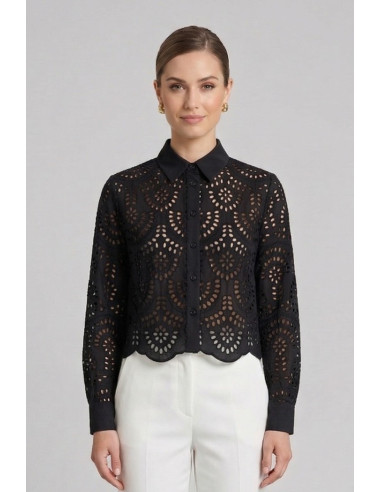 Markup camicia cropped in pizzo sangallo MW1630014 [4f5ae4ee]