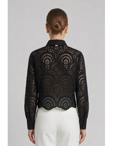 Markup camicia cropped in pizzo sangallo MW1630014 [967ca7e3]
