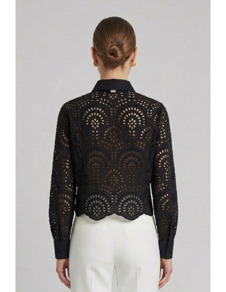 Markup camicia cropped in pizzo sangallo MW1630014 [967ca7e3]