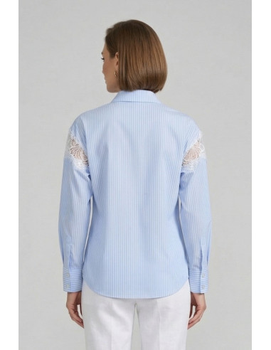 PDK camicia a righe con inserti in pizzo 056883 [5435e910]