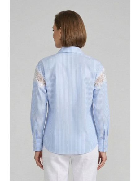 PDK camicia a righe con inserti in pizzo 056883 [5435e910]