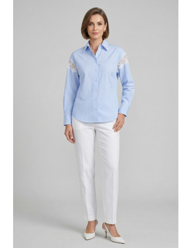 PDK camicia a righe con inserti in pizzo 056883 [e3282814]