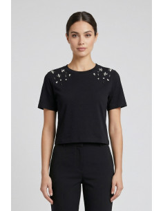 Markup t-shirt in cotone con dettagli luminosi MW1610002 [3533fd75]