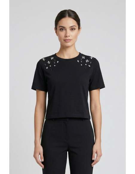 Markup t-shirt in cotone con dettagli luminosi MW1610002 [3533fd75]