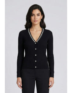 Sheis cardigan in misto viscosa con applicazioni pietre DS6146 [45695ff6]