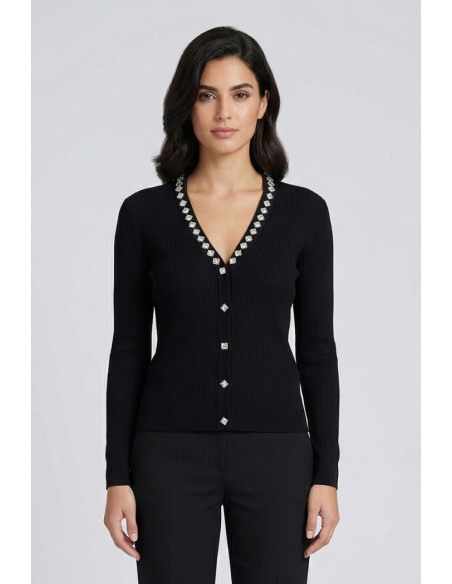 Sheis cardigan in misto viscosa con applicazioni pietre DS6146 [45695ff6]