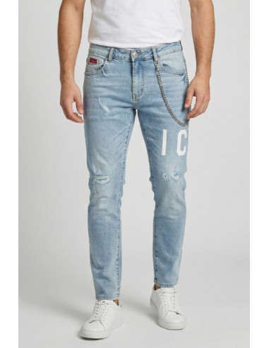 Icon jeans slim fit con logo fronte/retro Rhode Island IUD001 [b84c34ac]