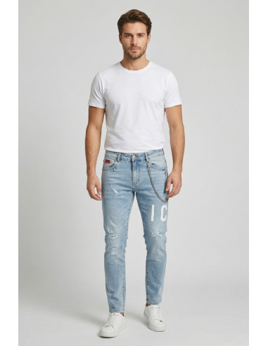 Icon jeans slim fit con logo fronte/retro Rhode Island IUD001 [d677b6a5]