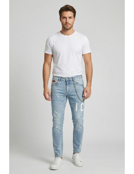 Icon jeans slim fit con logo fronte/retro Rhode Island IUD001 [d677b6a5]