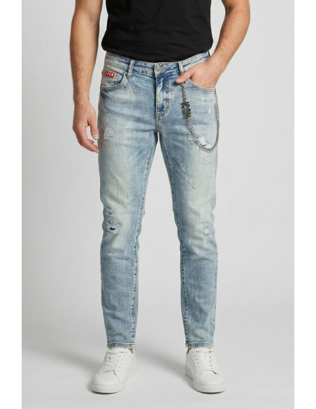 Icon jeans slim fit con maxi logo laserizzato Rhode Island IUD012 [b90b93b9]