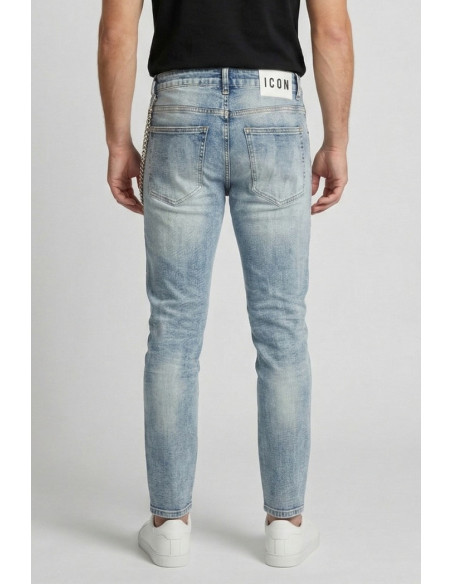 Icon jeans slim fit con maxi logo laserizzato Rhode Island IUD012 [602dd0b4]