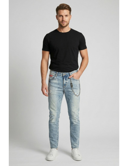 Icon jeans slim fit con maxi logo laserizzato Rhode Island IUD012 [d73011b0]