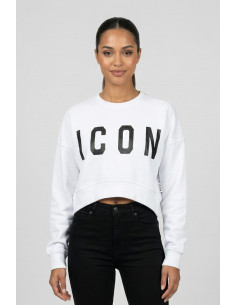 Icon felpa girocollo cropped con maxi stampa logo IDF006 [b8531c02]