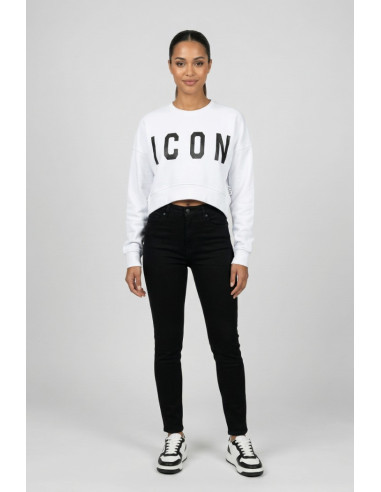 Icon felpa girocollo cropped con maxi stampa logo IDF006 [d6689e0b]