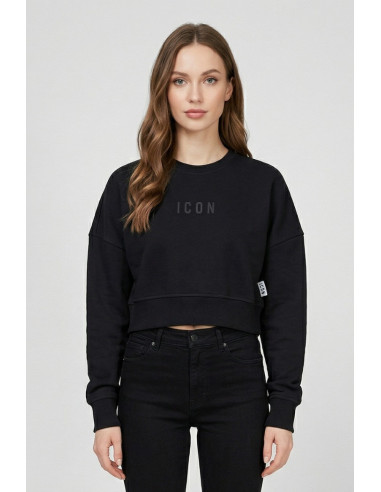 Icon felpa cropped girocollo in cotone stretch IDF010 [837e54d4]