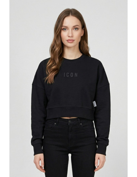Icon felpa cropped girocollo in cotone stretch IDF010 [837e54d4]