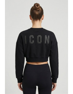 Icon felpa cropped girocollo in cotone stretch IDF010 [837e54d4] 2