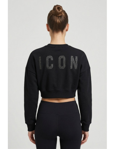 Icon felpa cropped girocollo in cotone stretch IDF010 [5a5817d9]