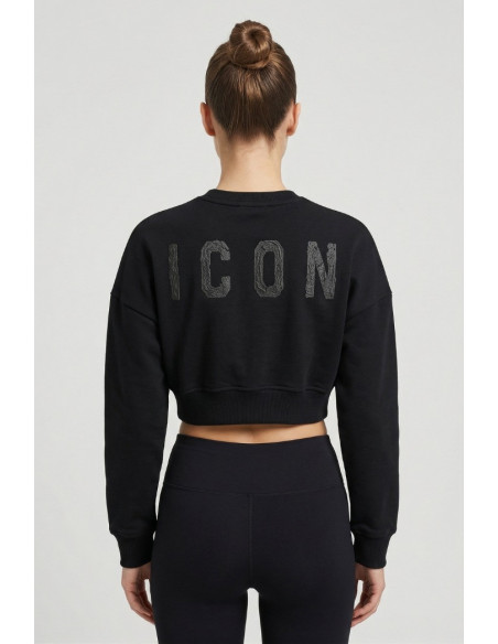 Icon felpa cropped girocollo in cotone stretch IDF010 [5a5817d9]
