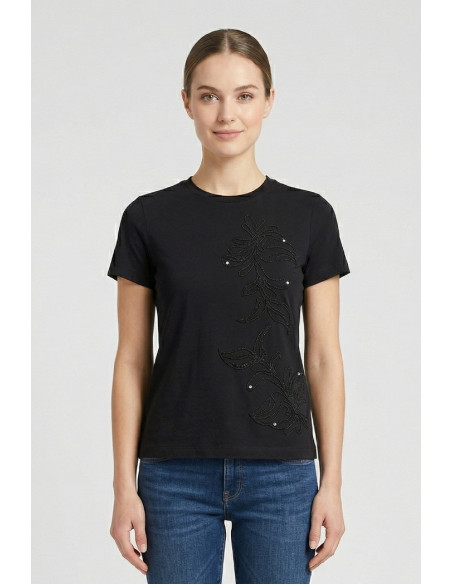 PDK t-shirt in cotone con ricamo floreale 3297P4586 [bc0d077c]