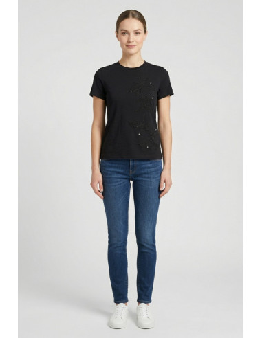 PDK t-shirt in cotone con ricamo floreale 3297P4586 [d2368575]