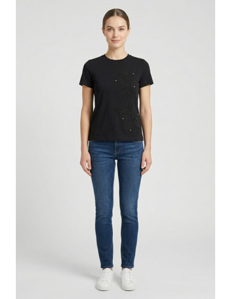 PDK t-shirt in cotone con ricamo floreale 3297P4586 [d2368575]