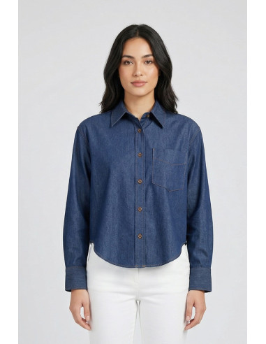 PDK camicia in tela di denim di cotone 056868 [495ba236]