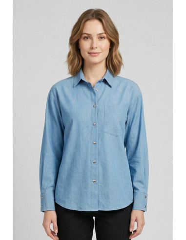 PDK camicia in tela di  denim di cotone 056977 [03a9d4e9]