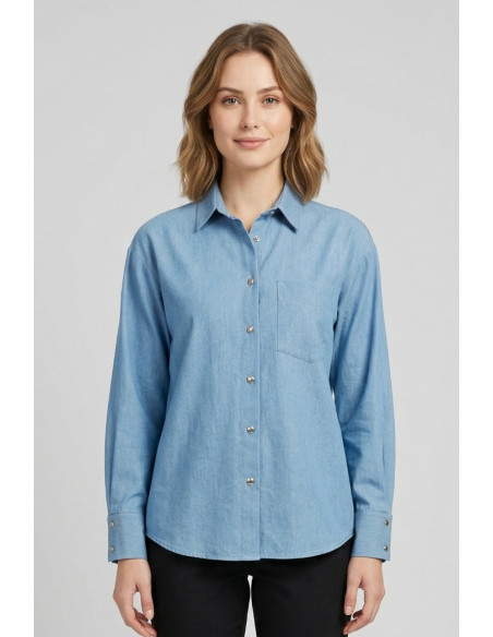 PDK camicia in tela di  denim di cotone 056977 [03a9d4e9]