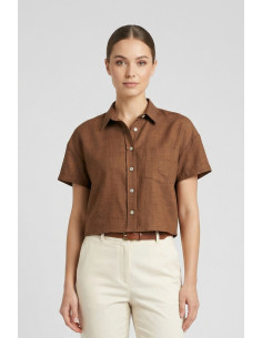 PDK camicia cropped mezza manica con taschino 057011 [94d0949e]
