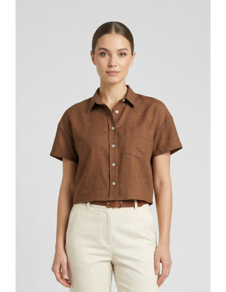 PDK camicia cropped mezza manica con taschino 057011 [94d0949e]