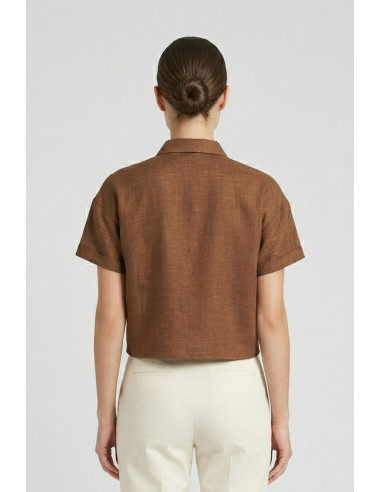 PDK camicia cropped mezza manica con taschino 057011 [4df6d793]