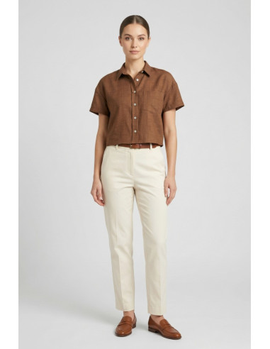 PDK camicia cropped mezza manica con taschino 057011 [faeb1697]