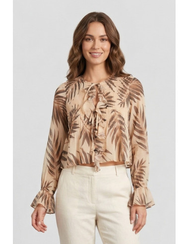 Markup blusa in mussola di cotone con rouches MW1610110 [91f55fa0]