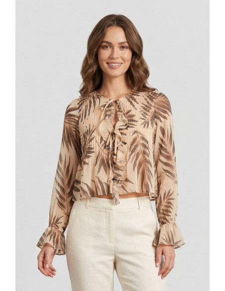 Markup blusa in mussola di cotone con rouches MW1610110 [91f55fa0]