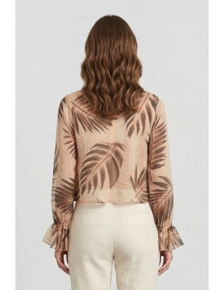 Markup blusa in mussola di cotone con rouches MW1610110 [48d31cad]