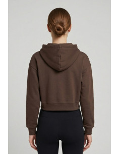 Icon felpa cropped in cotone stretch con cappuccio e stampa logo IDF005 [967a9e3d] 2