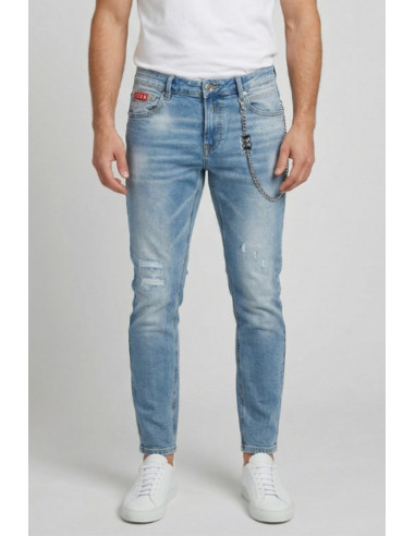 Icon jeans slim fit in denim con stampa logo posteriore Rhode Island IUD003 [c0411cb7]