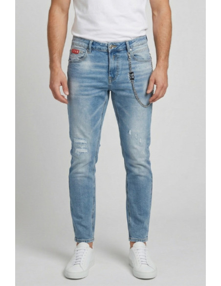 Icon jeans slim fit in denim con stampa logo posteriore Rhode Island IUD003 [c0411cb7]