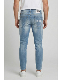 Icon jeans slim fit in denim con stampa logo posteriore Rhode Island IUD003 [c0411cb7] 2