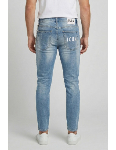 Icon jeans slim fit in denim con stampa logo posteriore Rhode Island IUD003 [19675fba]